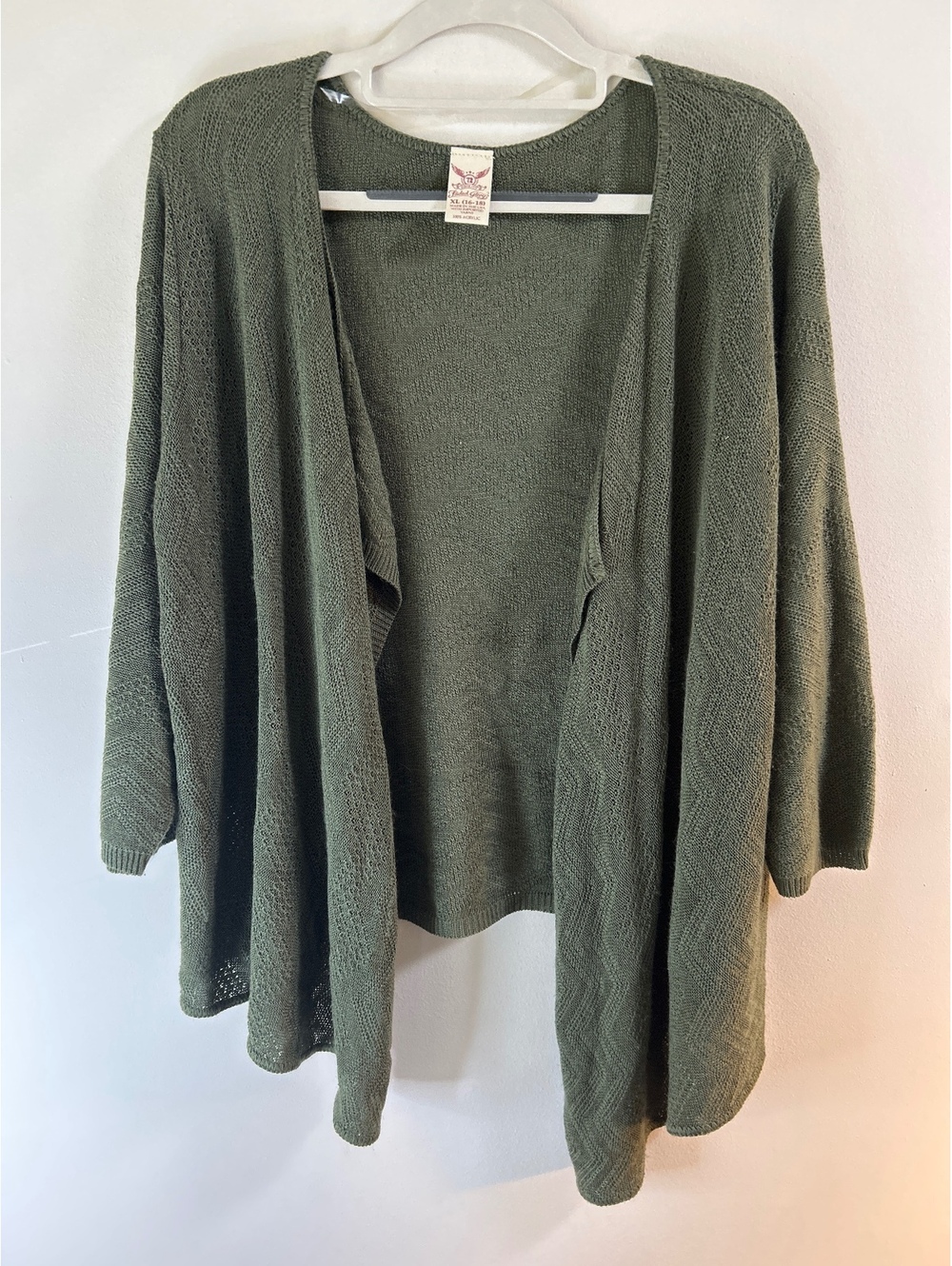 Faded Glory Women's XL Olive Green Open Front Knit Cardigan